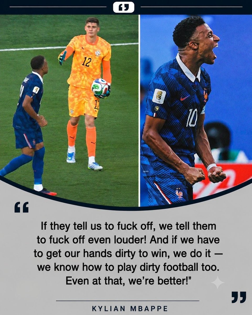 footyroom's tweet photo. 🐢🤬Mbappé, who pointedly refused to shake the Paraguay goalkeeper’s hand after the match, responded to today’s provocations from the opponent: https://t.co/pHWpmtA5Gw
