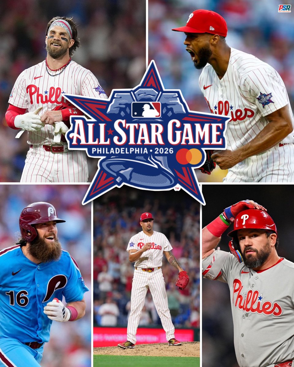 PhlySprtsReprts's tweet photo. The #Phillies’ 2026 All-Stars:

• Bryce Harper
• Cristopher Sanchez
• Brandon Marsh
• Jhoan Duran
• Kyle Schwarber https://t.co/XHYeMO2eXQ
