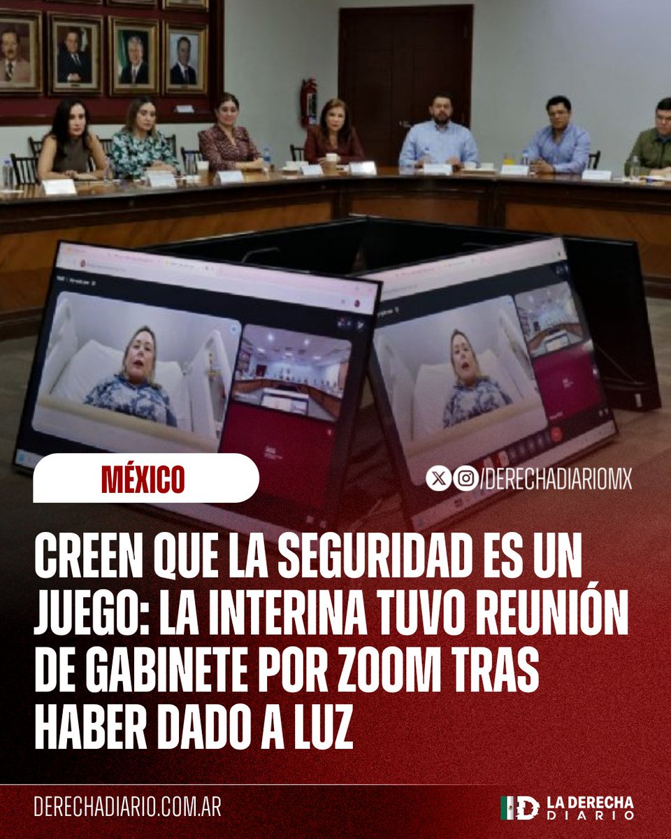 DerechaDiarioMX's tweet photo. 🚨🇲🇽 | CREEN QUE LA SEGURIDAD ES UN JUEGO: La gobernadora interina de Sinaloa, Yeraldine Bonilla, encabezó una reunión de gabinete por videollamada desde la cama de un hospital, apenas días después de dar a luz. https://t.co/OksGLg680u