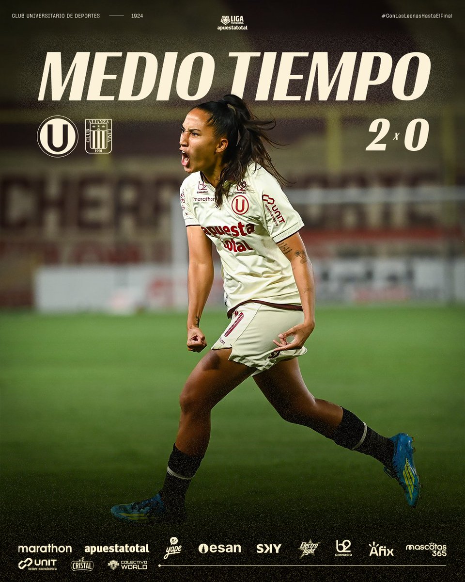 FutFemeninoU's tweet photo. ⏱️ | 𝗙𝗜𝗡𝗔𝗟 𝗗𝗘𝗟 𝗣𝗥𝗜𝗠𝗘𝗥 𝗧𝗜𝗘𝗠𝗣𝗢

⚽ Universitario 2-0 Alianza Lima 

#ConLasLeonasHastaElFinal https://t.co/04Z75vz0dS