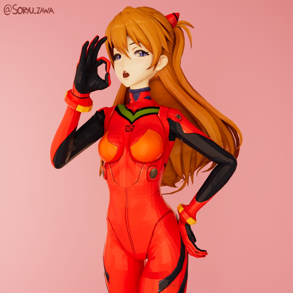 Soryu_zawa's tweet photo. As someone requested Asuka, here she is, 3D Asuka in the pose from my bunny Asuka drawing https://t.co/e6BXEf4du0