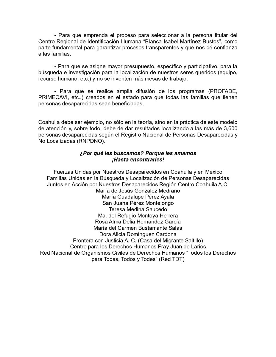 FrayJuanLarios's tweet photo. @manolojim @FedericoFdzMx @FGECoahuila @GobDeCoahuila Necesitamos mayor presupuesto para la búsqueda e investigación. Las mesas de diálogo son para atención de las familias pero no resuelve la tragedia humanitaria. @ErnestinaGodoy_ @FGRMexico @cbecoahuila @Busqueda_MX https://t.co/mDJMa43qsD