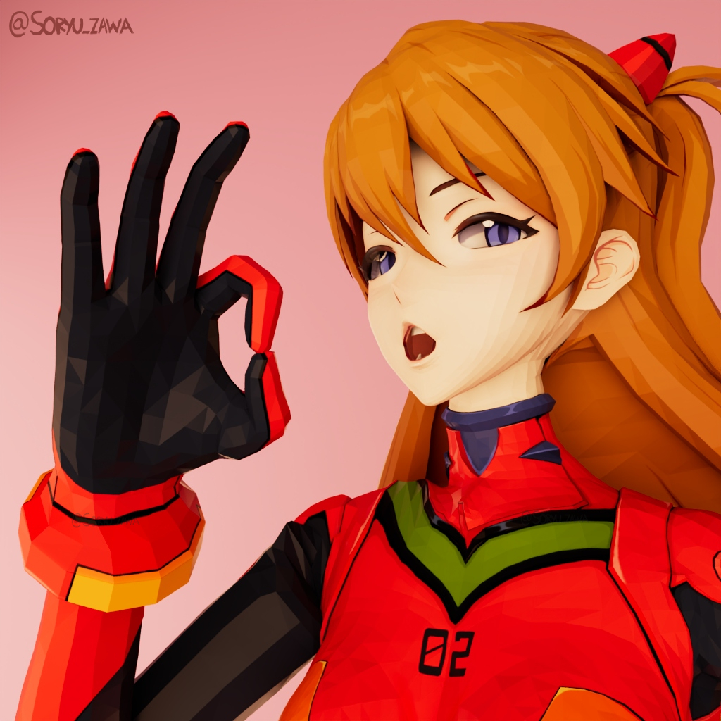 Soryu_zawa's tweet photo. As someone requested Asuka, here she is, 3D Asuka in the pose from my bunny Asuka drawing https://t.co/e6BXEf4du0