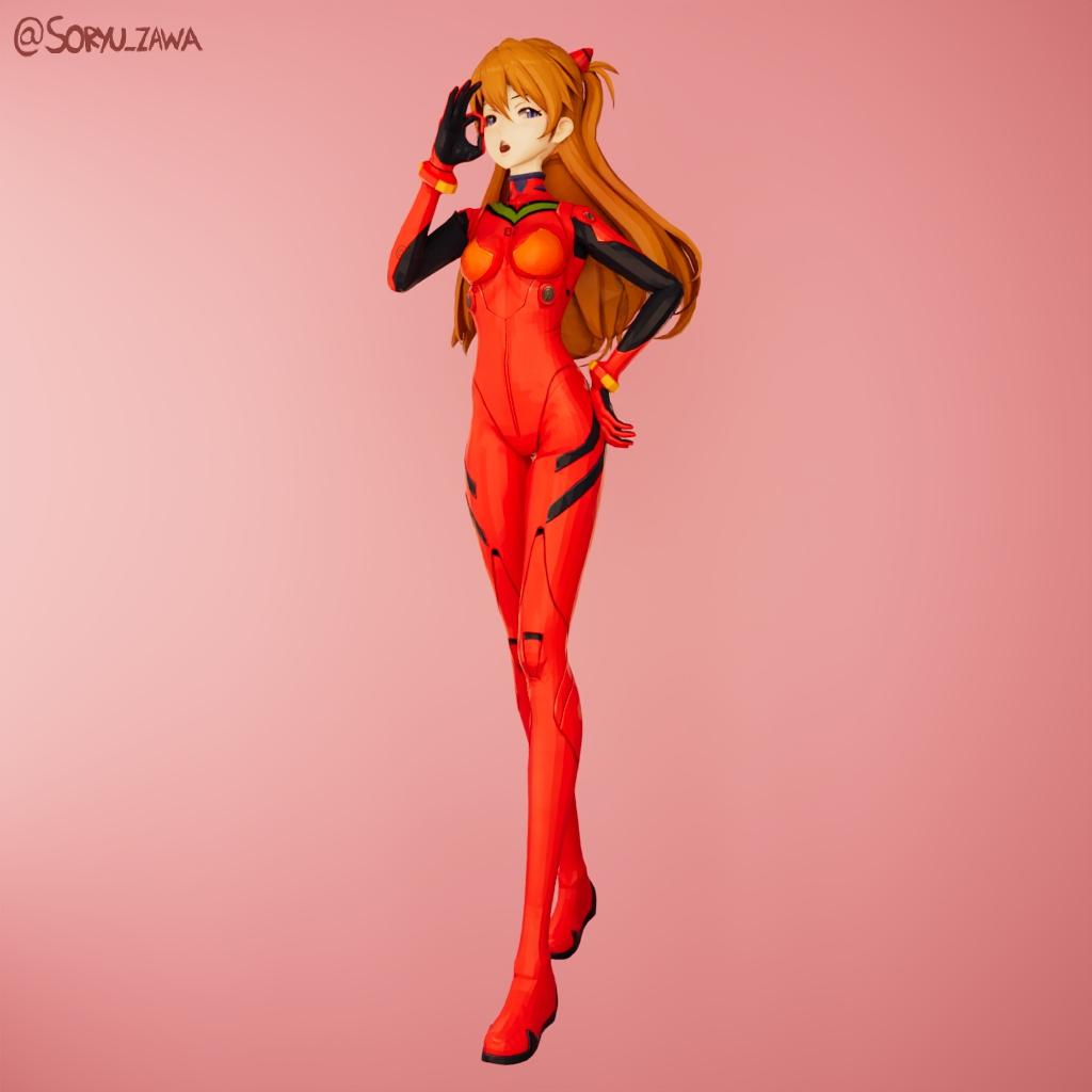 Soryu_zawa's tweet photo. As someone requested Asuka, here she is, 3D Asuka in the pose from my bunny Asuka drawing https://t.co/e6BXEf4du0