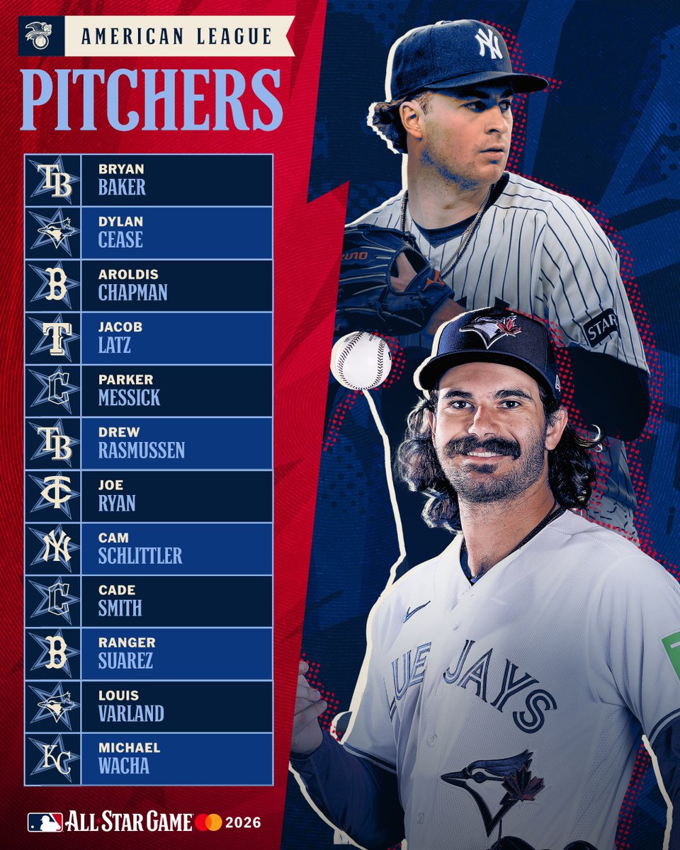 MLB's tweet photo. Presenting the American League All-Star pitching staff! https://t.co/ciQW1JzgvJ