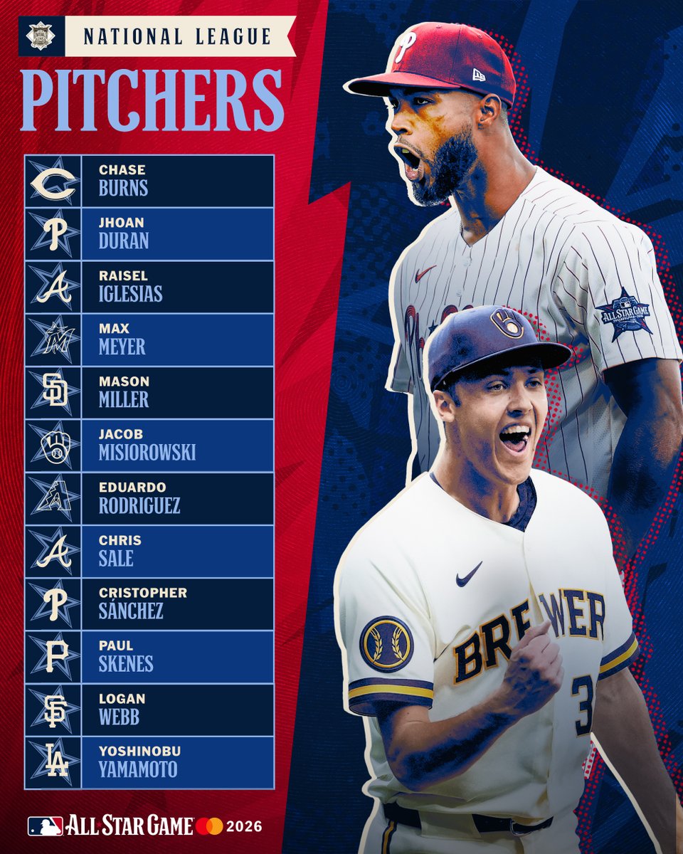MLB's tweet photo. The National League All-Star pitching staff has been revealed! https://t.co/31BdjxowkU