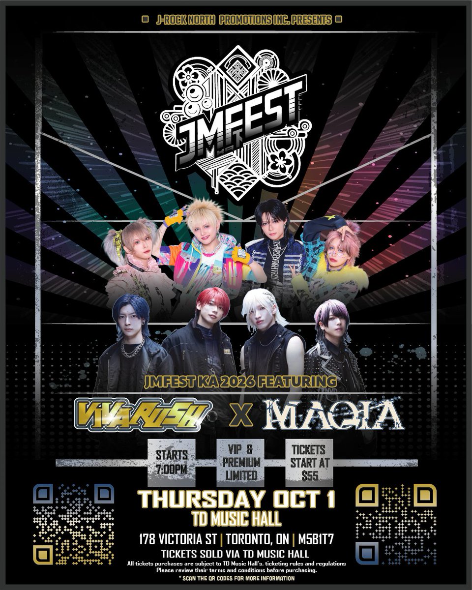 jrocknorth's tweet photo. JMFEST KA Second Artist announcement ! 🇨🇦✨

MAQIA is joining us on Thursday October 1st! 

🎸 VIVARUSH (10th anniversary!) @vivar_official 
⚡ MAQIA (viral TikTok sensation!) @maqia_official 

TD Music Hall is about to explode with Visual Kei & J-rock energy! 

🎫 From $55 | Going fast! 
👉 https://t.co/2VwbxEPuLB

#jrocknorth #jmfest #jrock #visualkei #VIVARUSH #MAQIA