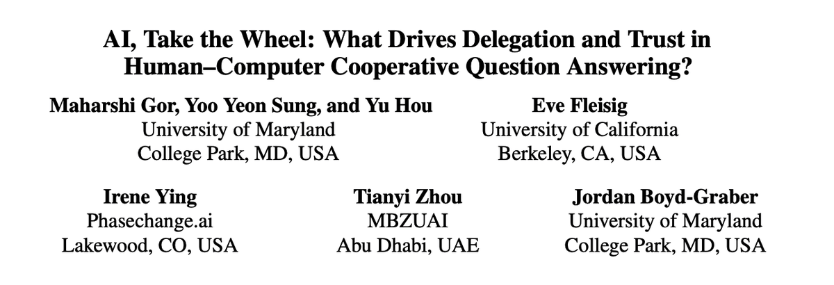 maharshigor's tweet photo. 🧵 Trusting AI is not one decision.

In our ACL 2026 paper, expert trivia players had to decide when to let AI answer, when to ignore it, and when to change their minds because of it.

The main failure mode was not blind trust.