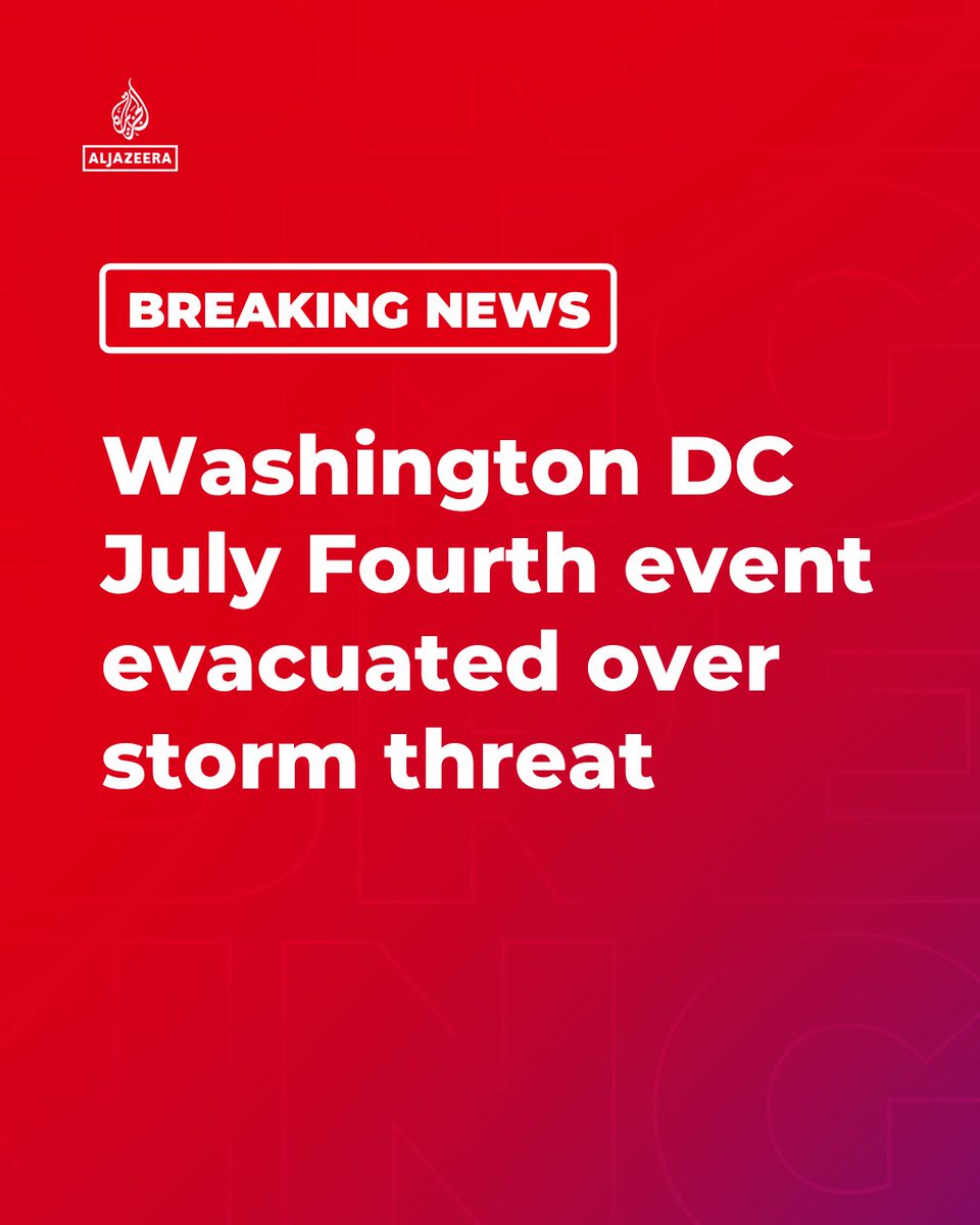 BREAKING: US media say a celebration on Washington DC's National Mall was evacuated after thunderstorms prompted officials to order people to take shelter.