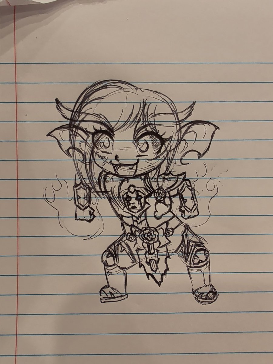 spookistyle's tweet photo. I doodled this at work and I was too proud of it so I wanted to share. She's my #WorldofWarcraft #haranir #warlock in chibi form. She's basically a "little" chaos goblin.. even though they're like the biggest species in world of Warcraft... https://t.co/qiCPyBAFth