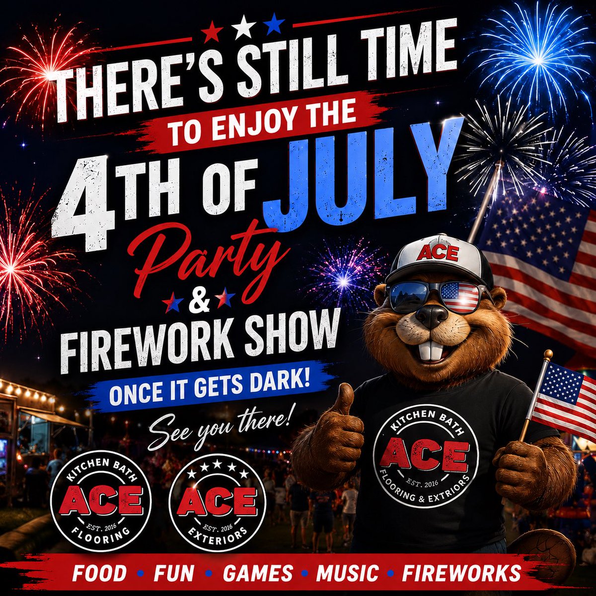 ACEKITCHENBATH's tweet photo. 🇺🇸 There’s still time to celebrate with us! 🎆

Join us at Ace Kitchen, Bath, Flooring &amp; Exteriors for an evening of family fun!

📍 3030 Van Horn Rd, Trenton, MI
🌮 Delicious tacos
🍦 Ice cream treats
🎇 A spectacular fireworks show after dark!

Bring your family and friends 🎇 https://t.co/cIYmq619gm