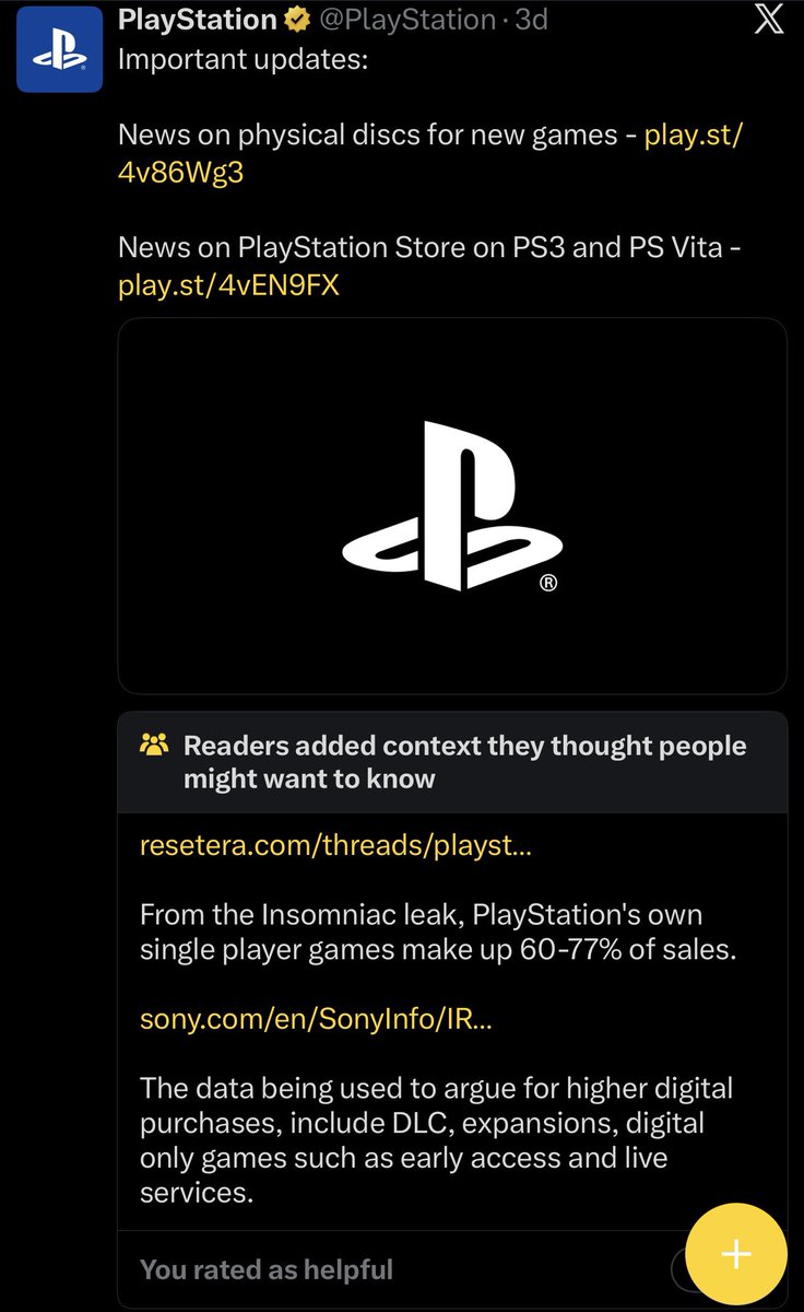 RinoTheBouncer's tweet photo. PlayStation’s former community note was removed and now it got an even better one🤣💪🏼🚀 https://t.co/Cpxswf2g58