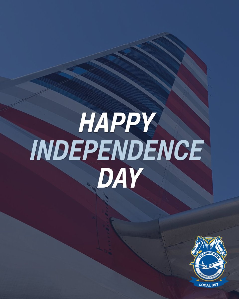 IBTLocal357's tweet photo. Happy 4th of July from Teamsters Local 357.

Today, we celebrate freedom and the strength that comes from our pilots supporting one another and the future of this industry. 🇺🇸

#TeamstersLocal357 #FourthOfJuly https://t.co/VzGw2vsxSb