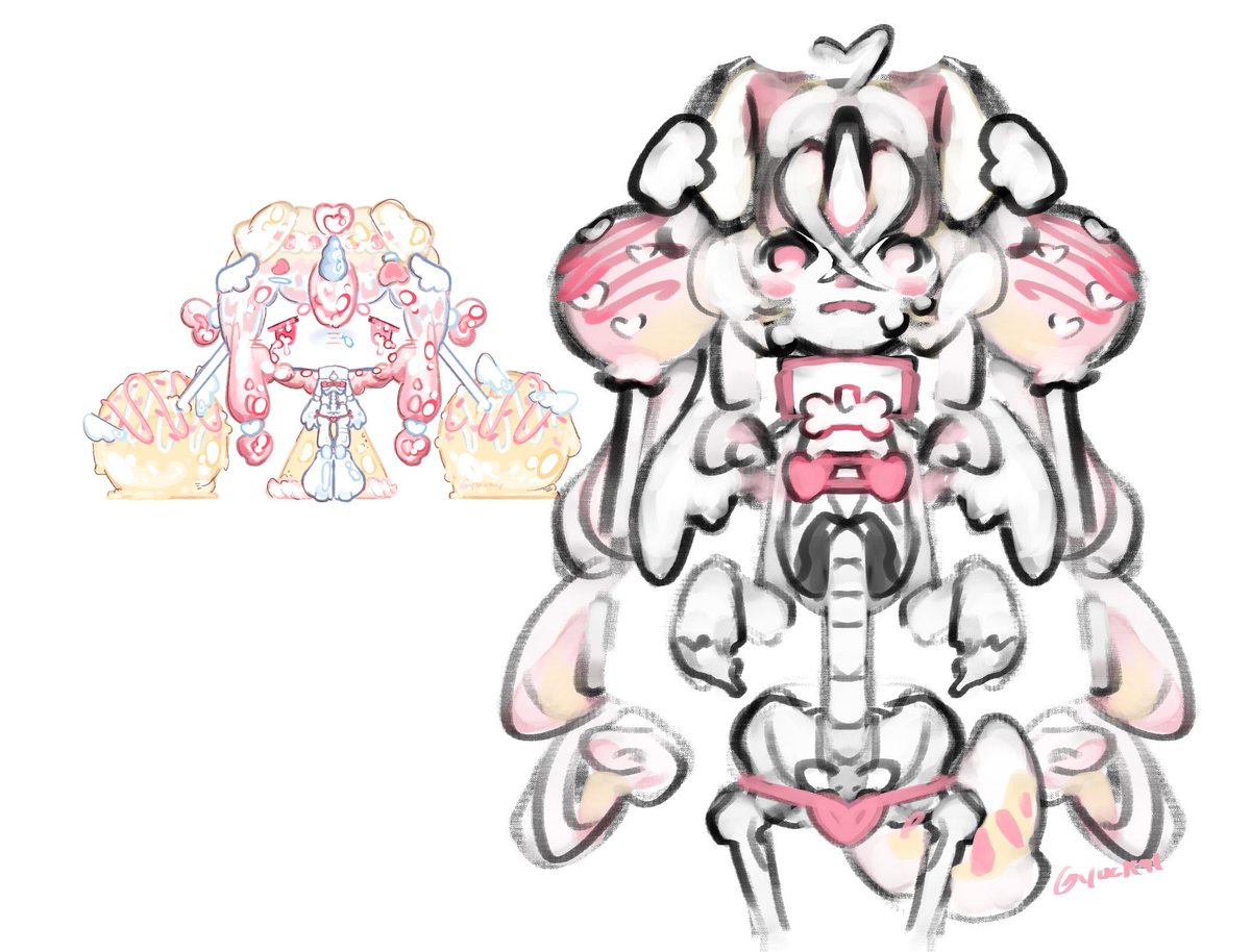 yuck91_'s tweet photo. I'm really starting to like the Moe-ish style for when I just wanna hash out a design really quick. So cute...look at my angel Aero Sweetie.... Loser on the right don't gotta name. #oc #art #cute #skeleton https://t.co/YFXd8OS54O