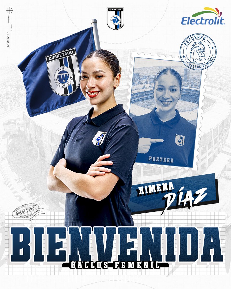 GallosFemenil's tweet photo. ¡Ya tenemos nueva guardiana! 🧤🐓

Mucho éxito defendiendo estos colores, Ximena. 💙

Presentado por: @Electrolit 

#Somos442 https://t.co/sxVpExkqKD