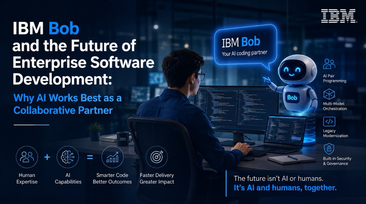 ITProLanceMejia's tweet photo. AI works best as a teammate, not an autopilot.

In my latest article, I explore why IBM Bob is helping shape the future of enterprise software development through collaboration, modernization, and built-in governance. https://t.co/yNeamdDvNp

#IBMBob #EnterpriseAI #DevSecOps https://t.co/TjTiMKEPpS