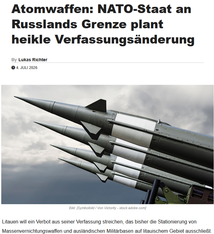PeterBorbe's tweet photo. Die Aufnahme der baltischen Staaten in die NATO war ein riesengroßer Fehler. Diese Länder suchen keine Sicherheit, sie suchen nur nach Tricks, ihre alte historische Feindschaft mit Russland fortzuführen. Jetzt will man in Litauen sogar die Verfassung ändern, um Atomraketen im eigenen Land stationieren zu können.
https://t.co/UPADPP4BI6