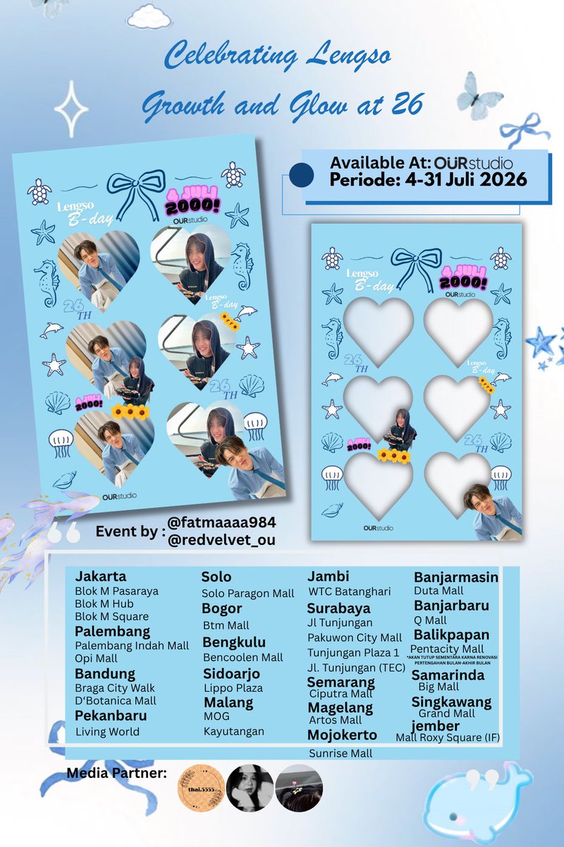 velvetchoko's tweet photo. 🩵Celebrating Lengso Growth and Glow at 26🩵

[★ LENGSO FRAME EVENT ♡ ]

Event by:
@fatmaaaa984
@redvelvet_ou

📍@ourselfstudio
(location details in the poster)
🗓️04-31 Juli 2026

#Lengso26Birthday #LengsoBirthday
#Lengso https://t.co/H89Atmu90O