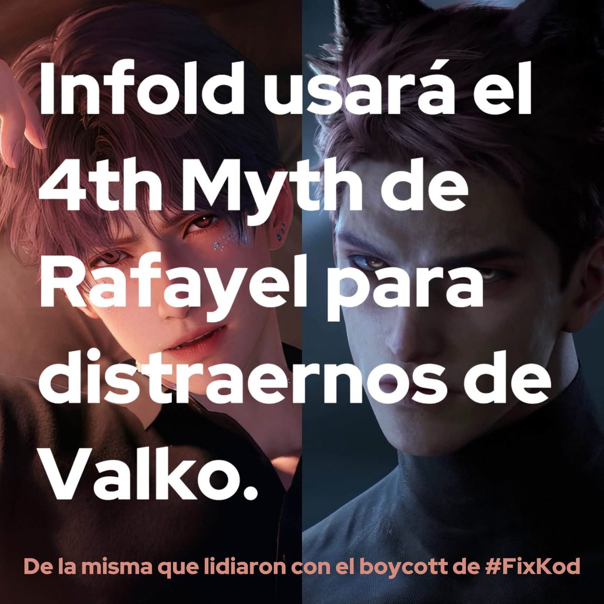 Alexts_15's tweet photo. Sea lo que sea el próximo anuncio será sobre Valko o sobre Rafayel, como Rafayel Girl esto se siente mal, no quiero que el cuarto myth de Rafayel sea usado de forma tan sucia 

Valko merece volver tanto como Rafayel merece un lanzamiento digno

#BRINGBACKVALKO
#GIVEUSVALKOBACK https://t.co/WPJLIGElBq