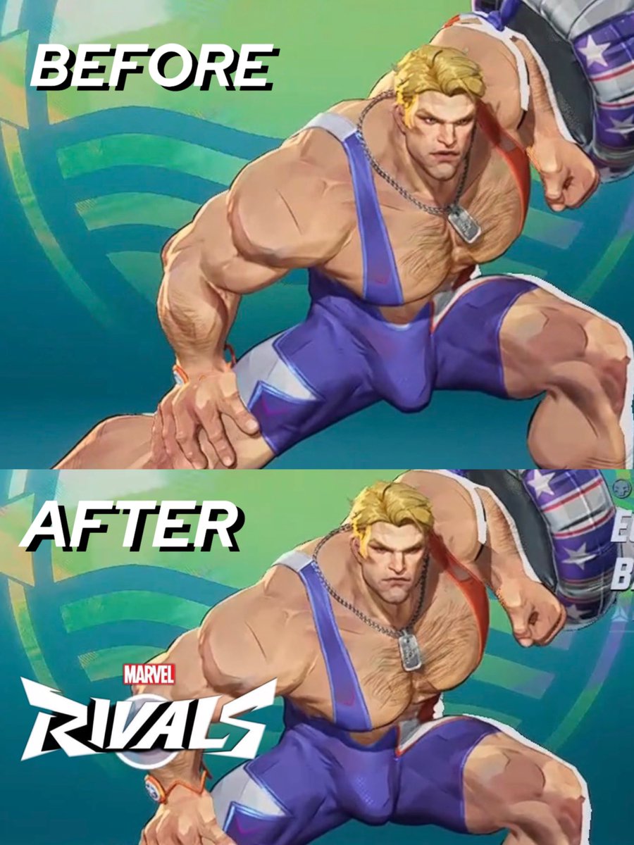 SuperSisi's tweet photo. On this, the USA’s July 4th Independence Day celebration, a gross injustice of censorship occurred

Captain America’s “Seaside Sentinel Swimsuit Skin” , A.K.A “Captain Dick”, was nerfed by about two-inches in length and several in width

Complaints have been widespread, with people noticed it no longer will “clip through chairs” and other objects, and the jiggle has been reduced

When is enough enough when it comes to video game censorship?