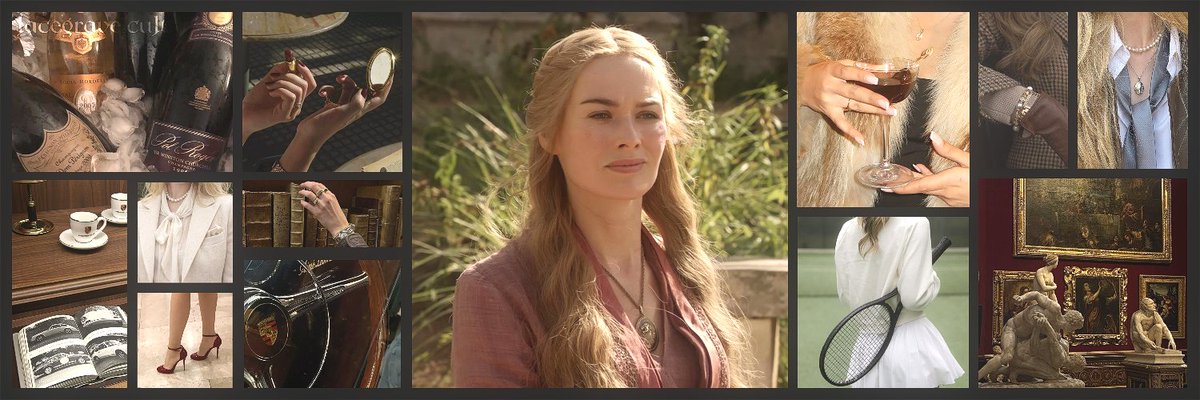 lacegravecult's tweet photo. cersei lannister modern au aesthetic header https://t.co/f77wDiBrTR