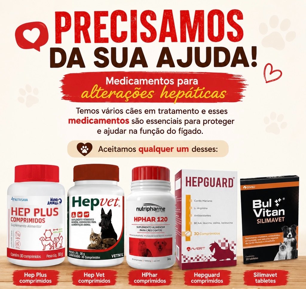 abrigojoaorosa's tweet photo. Ajude nossos cães! 🐶🫶🏽

Temos vários cães em tratamento para alterações hepáticas e, por isso, estamos precisando com urgência de medicamentos que ajudam na proteção e recuperação do fígado. 💙

Quem pode ajudar? 🙏🏽

Aceitamos qualquer um destes medicamentos: https://t.co/qZZJqcpZfX