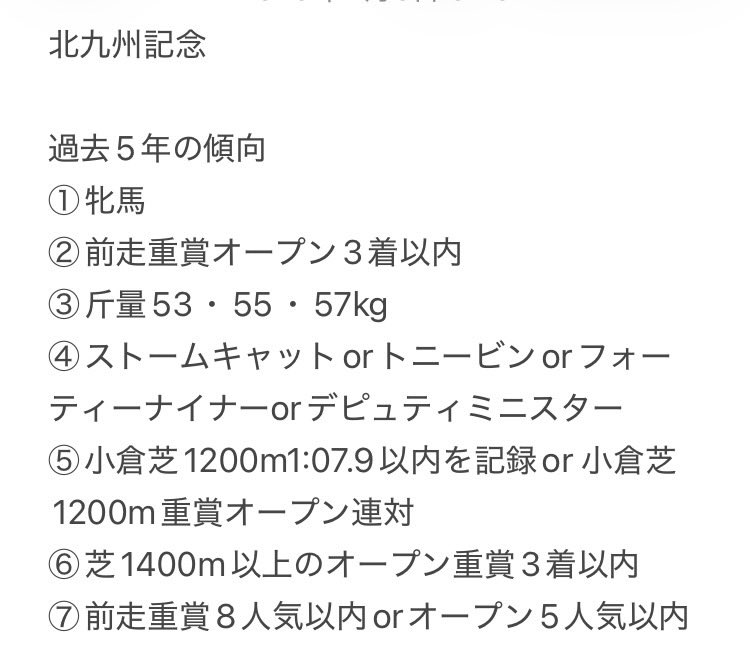 kitte110524119's tweet photo. 北九州記念
◎７デアヴェローチェ
◯１ランフォーヴァウ
▲５アブキールベイ
☆９ヨシノイースター
△11ヤマニンアルリフラ
△２ジェニファー

デアヴェローチェ、葵S勝利馬は相性良い

ランフォーヴァウ、芝1400m以上のオープン重賞実績は穴期待

アブキールベイ、今年もリピーターで https://t.co/qw1uwvk1ZD