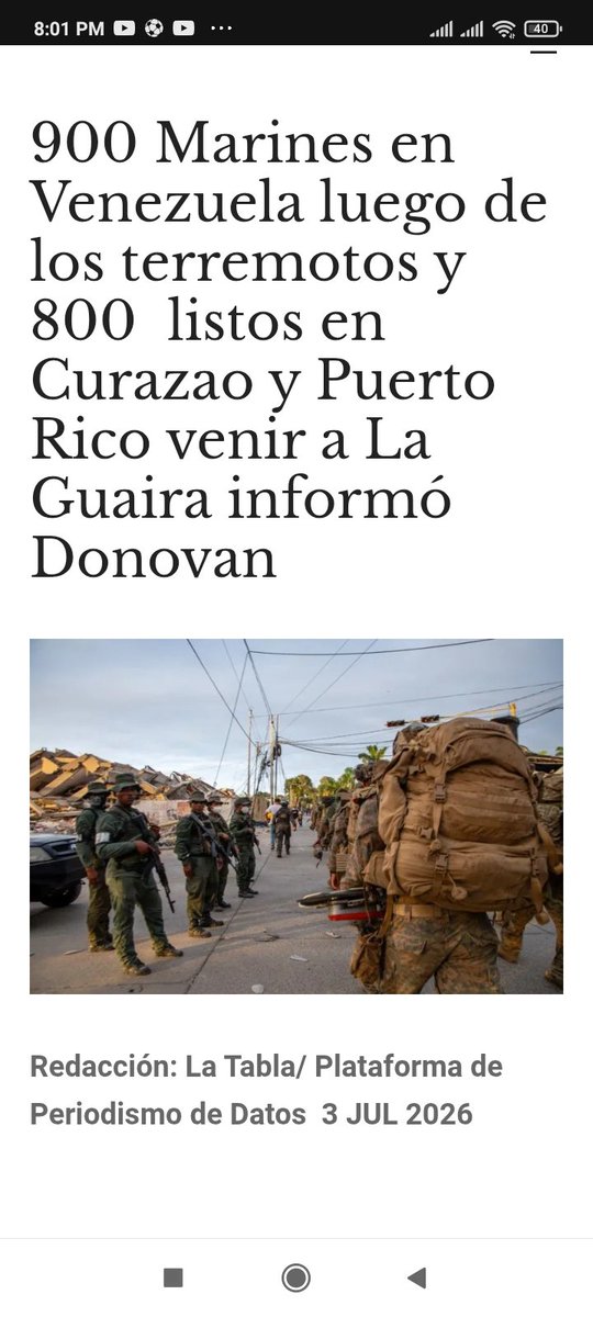 CUTV_Venezuela's tweet photo. @CUTV_Venezuela y @FNLCT 
Bienvenidos rescatistas de diferentes naciones, pero rechazamos indeseable presencia de marines yanquis y funcionarios del Estado terrorista de Israel. Solapados en "ayuda humanitaria" imperialismo USA y sionismo israelí se posicionan ¡No al vasallaje! https://t.co/DfRPjRhiZN
