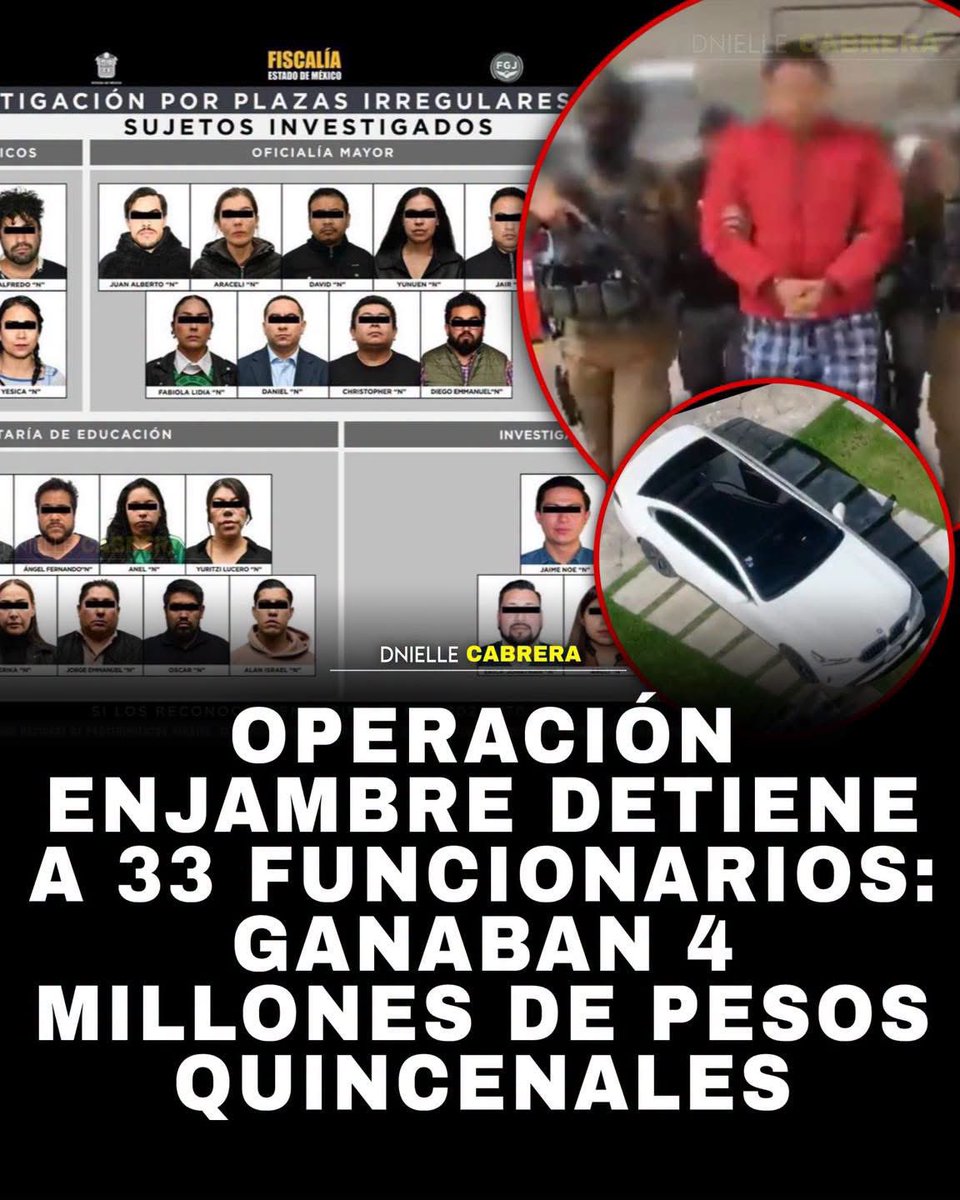 DnielleCabrera's tweet photo. 🚨 “GANABAN” 4 MILLONES A LA QUINCENA!

La Fiscalía del Estado de México ejerció acción penal contra 33 personas, entre exfuncionarios, servidores públicos en activo y particulares, por una red de aviadores que operó desde 2021 dentro de la Secretaría de Educación y la Oficialía Mayor del gobierno estatal.

El esquema era simple: daban de alta a personas en plazas docentes que nunca pisaron un salón de clases. Las asignaban a planteles con clave de centro de trabajo inactiva para no ser detectadas. Las tarjetas de nómina las retenían los operadores, retiraban el dinero en efectivo y se repartían las ganancias. Entre todos cobraban 4 millones de pesos quincenales del erario. Solo entre enero de 2025 y febrero de 2026 saquearon más de 96 millones de pesos. Si se acredita que empezaron en 2021, la cifra sube.