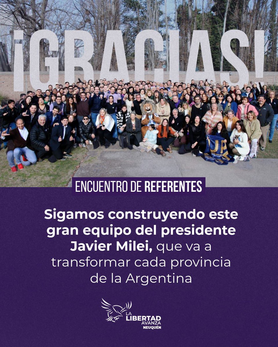 nadiajmarquez's tweet photo. El equipo de #referentes del Presidente @JMilei en #NEUQUÉN!
2027 SERÁ EL AÑO DEL PRIMER PRESIDENTE NO PERONISTA #REELECTO!!!! https://t.co/THtxwlxZPW