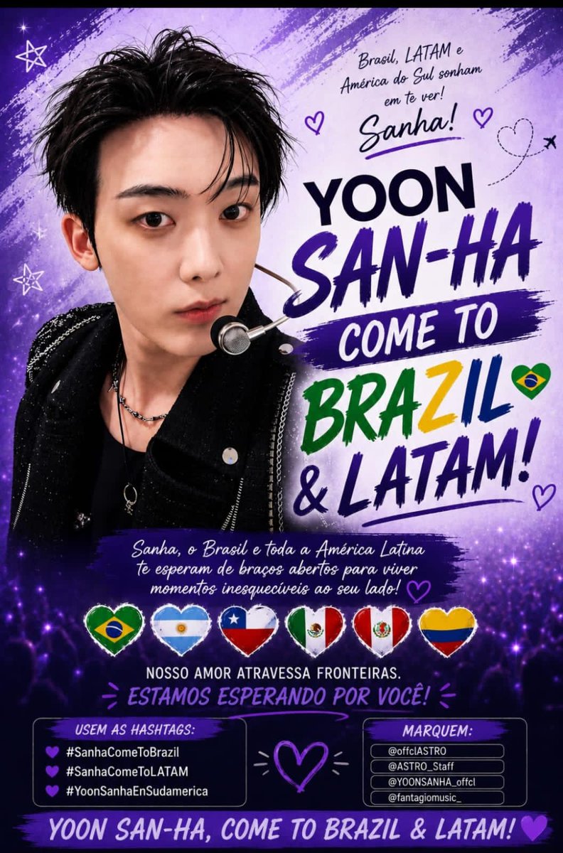 Adriana77292414's tweet photo. 💜#SanhaComeToBrazil
#SanhaComeToLATAM
#YoonSanhaEnSudamerica

@Fantagiomusic_
@offclASTRO @ASTRO_Staff @YOONSANHA_offcl https://t.co/oNiHlIWLDc
