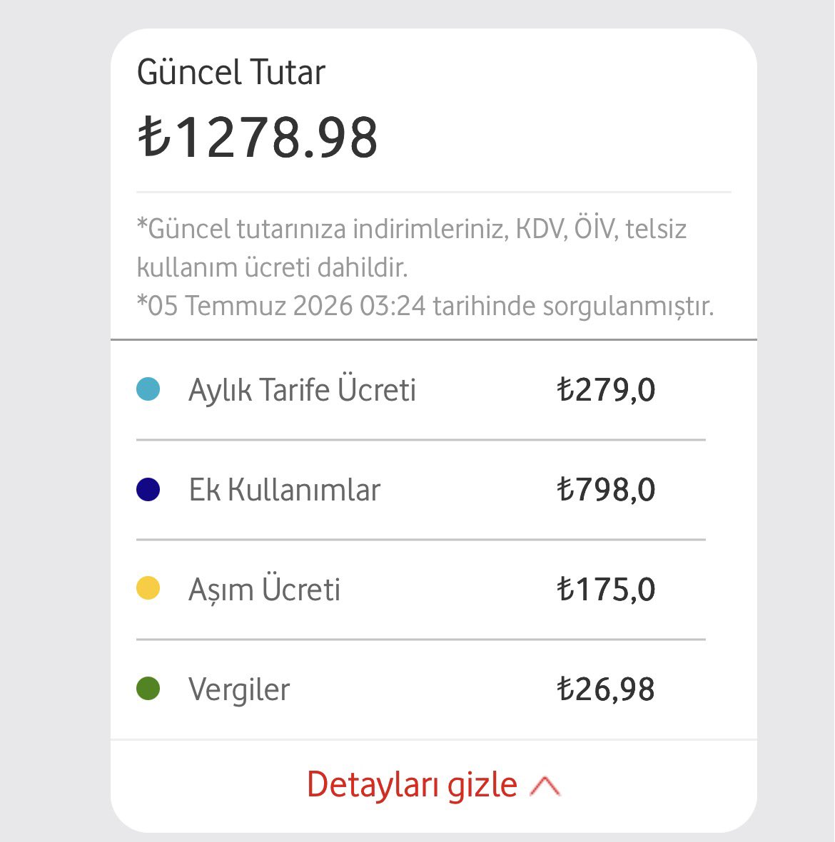 Emellozkn's tweet photo. Tarafıma aşımla ilgili bilgilendirme yapılmadan bu neyin ücretidir ?
Nasıl bir uygulama bu yaa ? 
Mesaj yoluyla bilgilendirme yapılmalı ! 
@VodafoneTR @VodafoneIT @VodafoneDestek @VodafoneDestek @VodafoneEgypt @VodafoneTR @VodafoneIT @VodafoneDestek @VodafoneDestek https://t.co/pCF69moD11