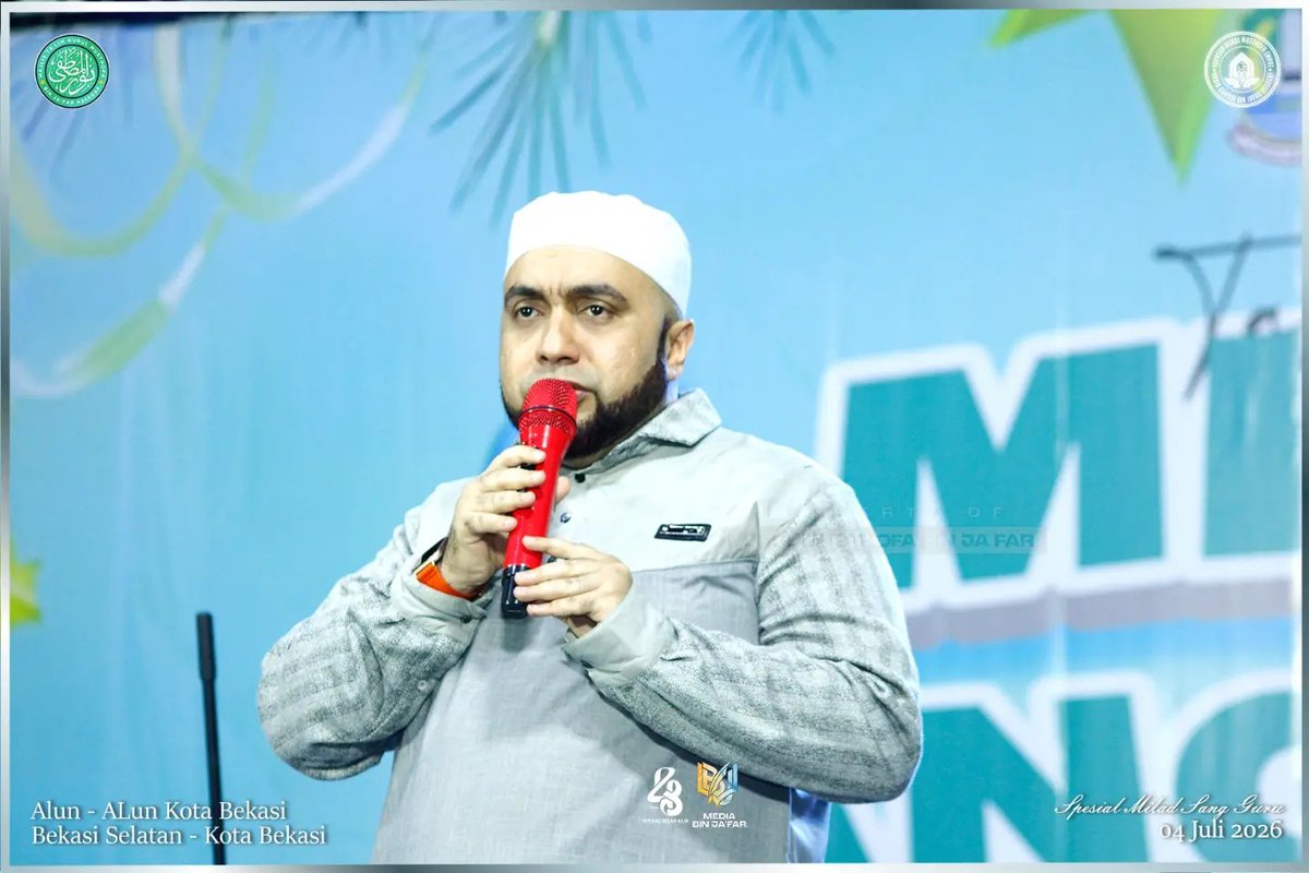 NmDepok's tweet photo. MILAD SANG GURU 
MILAD Ke 43 &amp; 13 NURUL MUSTHOFA 4 
Bersama NURUL MUSTHOFA BIN JA'FAR 

Tanggal : Sabtu , 04 Juli 2026 
Pukul : 20:00 wib selesai
Tempat : ALUN ALUN KOTA BEKASI 
Jln. Pramuka no 59 , marga jaya - kota bekasi 

#nurulmusthofa_original
#NurulMusthofaBinJa'far https://t.co/SqthnmveqP