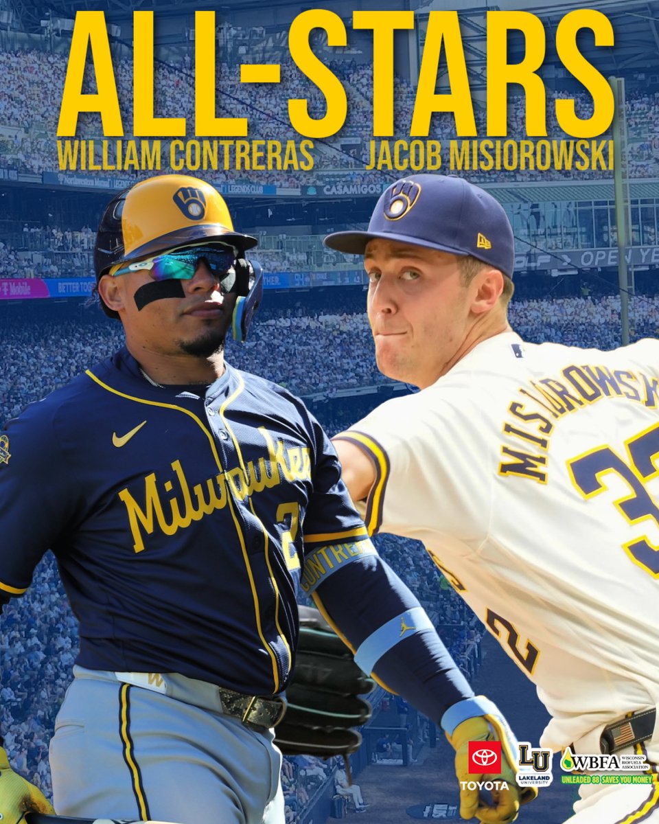ESPNMilwaukee's tweet photo. William Contreras and Jacob Misiorowski are All-Star Game bound! #ThisIsMyCrew https://t.co/yb9KFL4IuS