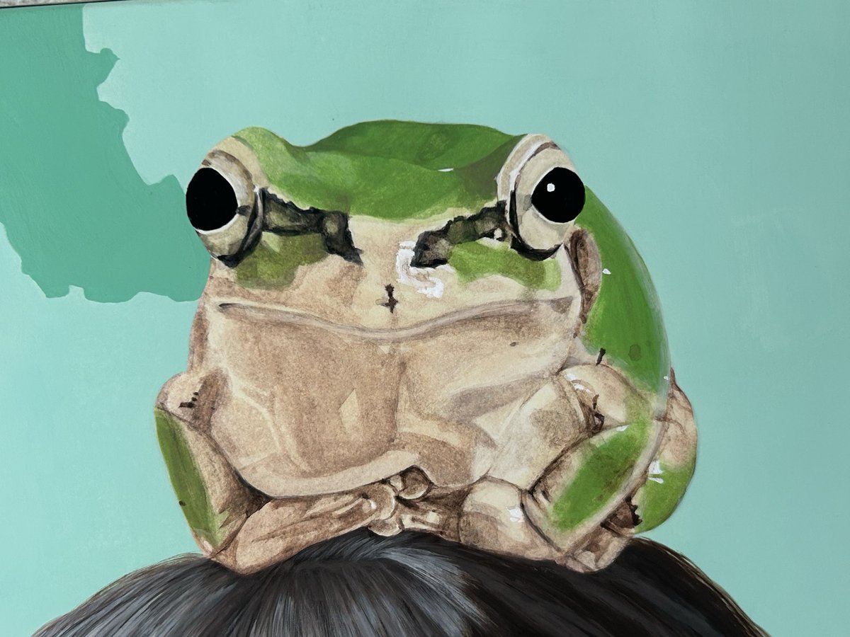 222_RETURN's tweet photo. 高校3年生の時に描いたアマガエルちゃん2匹🥰️🐸
飼育していた子を描きました
死んじゃったもう1匹の子は今どこにいるのでしょう…
#アマガエル
#アクリル画 https://t.co/HjoOGMgYOp