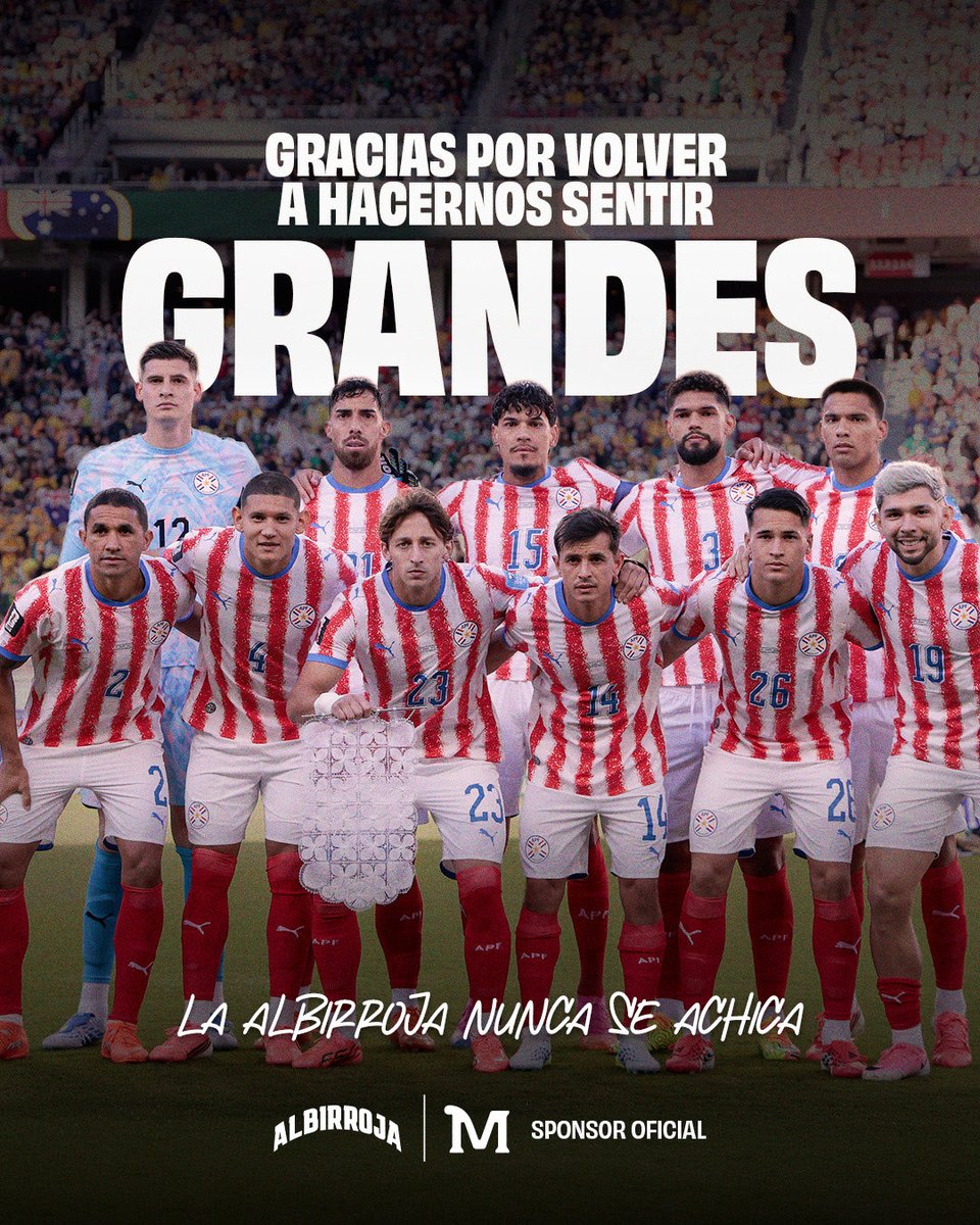 mostazaok_py's tweet photo. Gracias, Albirroja, por representar a todo un país con el corazón ❤️

Hoy, más que nunca, nos ponemos de pie para aplaudirlos 👏🏽

Orgullosos de ser Sponsor Oficial de la Albirroja 🇵🇾 https://t.co/Qvz8phTotX