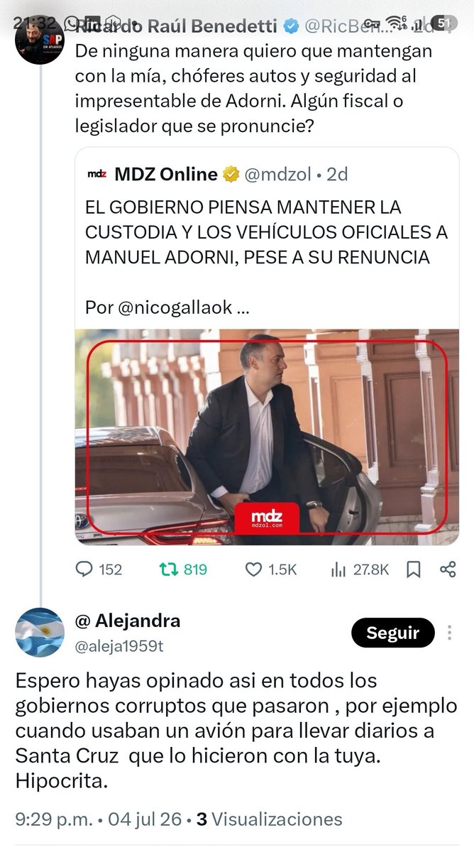 RicBenedetti's tweet photo. Si @aleja1959t soy anti K de nacimiento, infeliz, los denuncié y me persiguieron siempre los K, termo mileista. No se si entendiste mi francés antiguo, papa natas https://t.co/pXdH57Vqqa