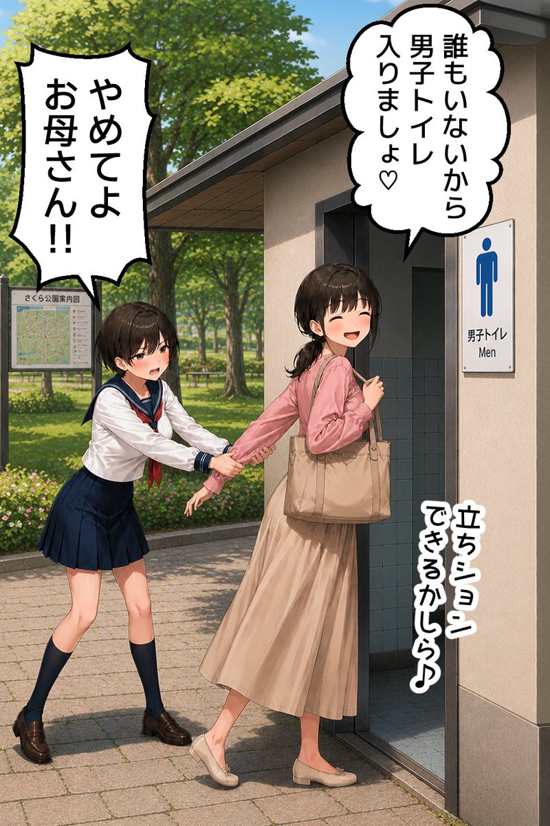 penzou_manga's tweet photo. お母さんの男子トイレチャレンジ (1/2) https://t.co/kHkMyQ0XYs