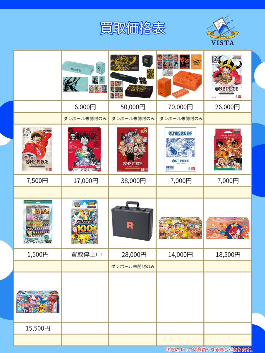 7月5日 ポケモンカード.ワンピースカード.遊戯王のその他買取表になり