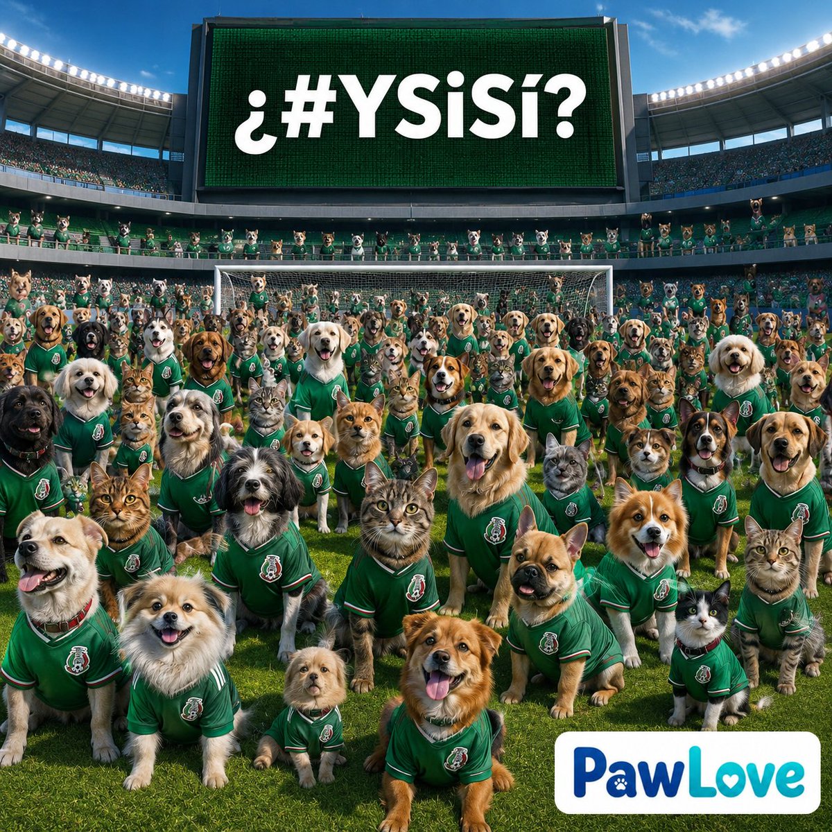PawLoveMX's tweet photo. Un día nos separa del momento de la verdad. Pero desde ahora, no importa el tamaño, no importa el origen. Todos traemos bien puesta la verde y pensamos positivo porque ¿#YSiSí? https://t.co/jX7FAvLhMO