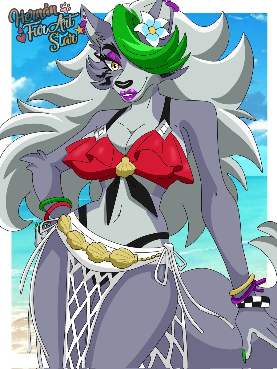 hernan_star's tweet photo. Parte 2 de los Glamrock en la Playa? 

Roxy Wolf disfruta mucho sentirse bien en la playa, es muy relajante 😉🐻💕

#fnaf #fnafsecuritybreach #Superstaradventure #RoxanneWolf #furryfandom #furryart https://t.co/8rEAkeDTHM