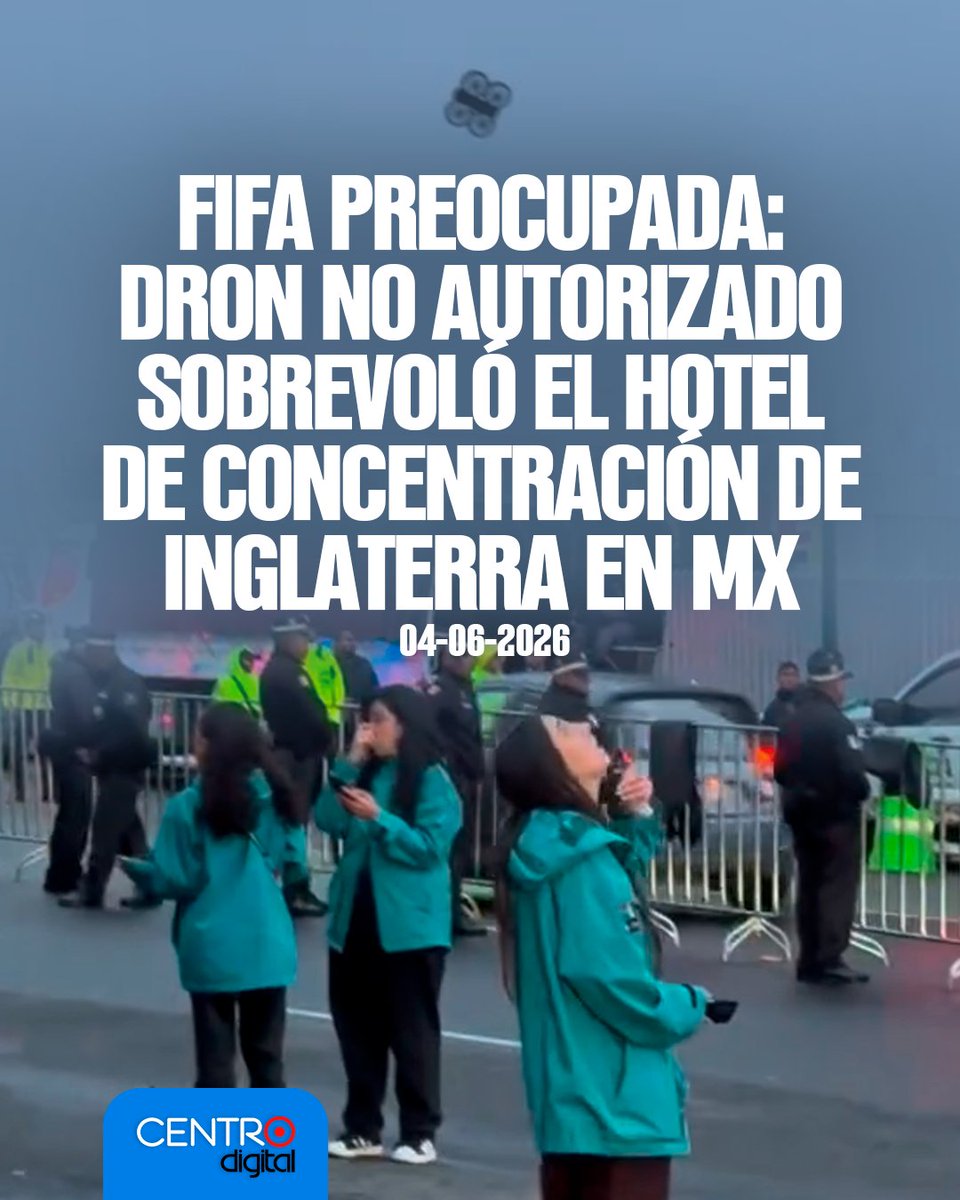 radiocentroec's tweet photo. #ATENCION | La FIFA activó protocolos de seguridad máxima en Santa Fe al detectar un dron no autorizado cerca del hotel de Inglaterra, blindando el perímetro por riesgo de espionaje. La Guardia Nacional intervino para asegurar la delegación británica antes del partido.

Fuente: ESPN
Los detalles➡️ https://t.co/qD3c0btwzw