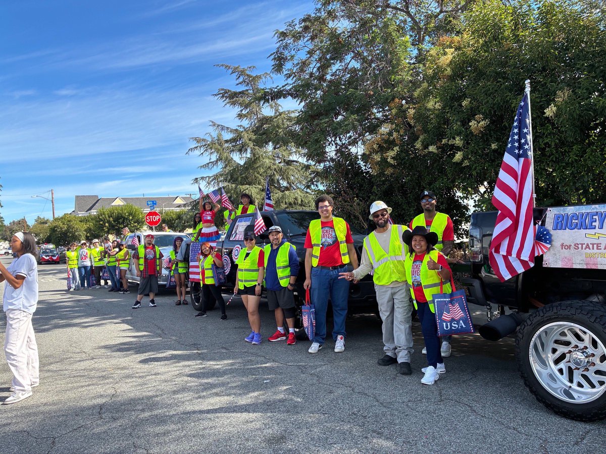 Rickey4Assembly's tweet photo. Just wrapped up the Santa Clarita 4th of July parade with my team! It was great to see so many neighbors, supporters, and friends. We are all proud to be Americans today! #America250 https://t.co/1TKQA7qJZY