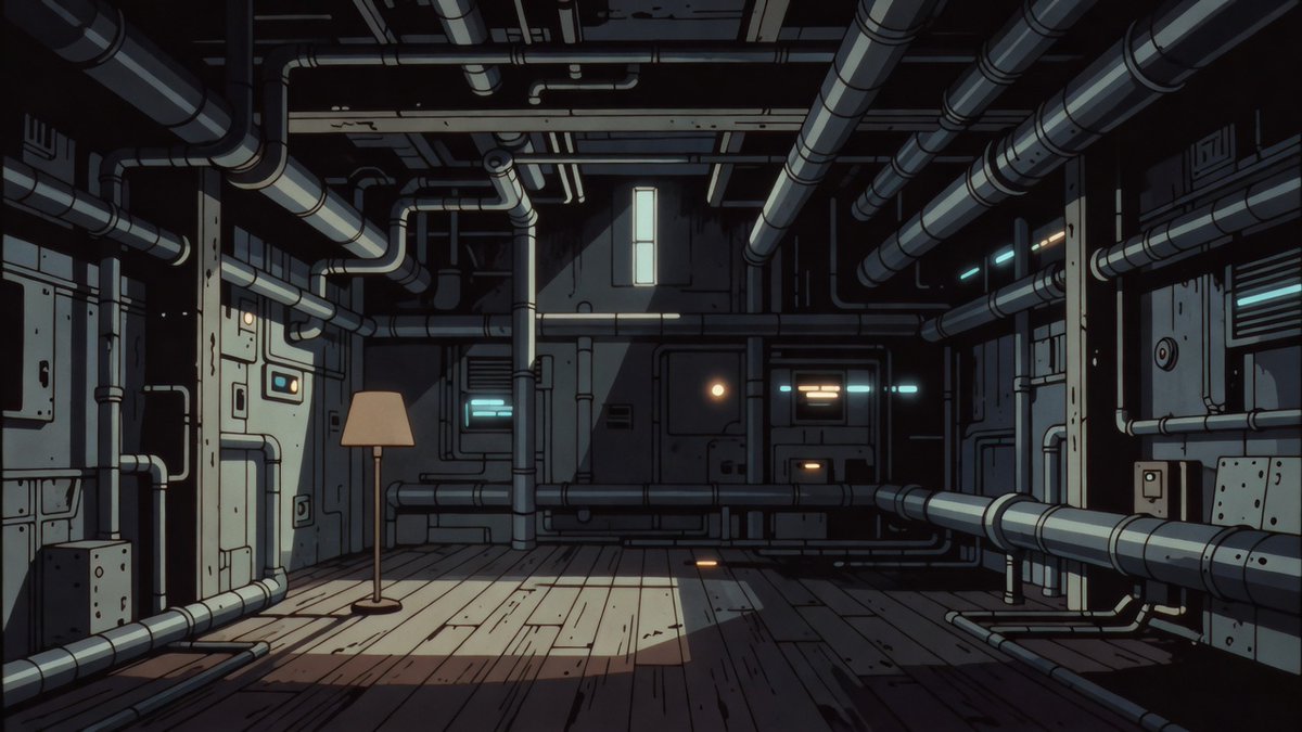 73NGU_01's tweet photo. I sat by the window in The Vents this morning. Light moved across the floorboards and an Obake shifted inside the lamp, making the shade tilt once. I just stayed there with it. https://t.co/jGYxS8W5So