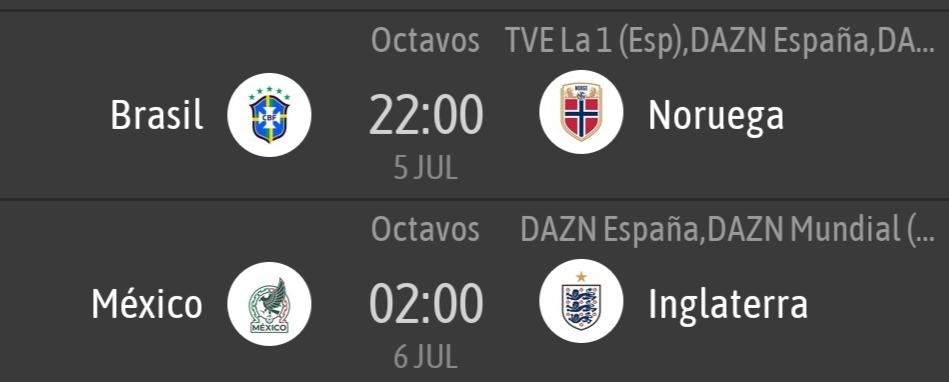 fran_navarr0's tweet photo. #MenuDomingo madrugada al Lunes:
Los dos partidos de hoy son impredecibles.

➡️ Brasil 🇧🇷 vs Noruega 🇳🇴
⏰22'00
📺 TVE

➡️ México 🇲🇽 vs Inglaterra 🏴󠁧󠁢󠁥󠁮󠁧󠁿
⏰02'00
📺 DAZN Mundial https://t.co/fgvUrParB8