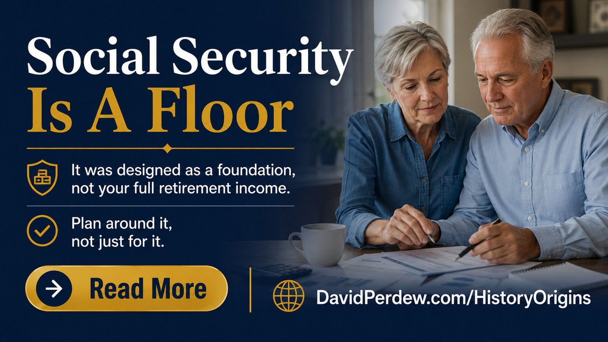 davidperdew's tweet photo. Mistake: assuming Social Security will cover all your retirement income. The program was designed as a floor, not a ceiling. Plan around it, not just for it. https://t.co/TQ5eyt2NQf #SocialSecurity https://t.co/KH03wDCAOA