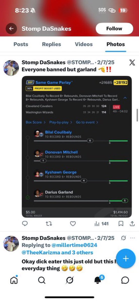 STOMPeverySnake's tweet photo. @chasingfrank @SammySmacks26 @YayasHype Dumbass placing bets and don’t wanna pay your phone bill lmaooo ig you the dick eating ass clown now go pay your bill and come back tomorrow https://t.co/WnLgJkQc4Z