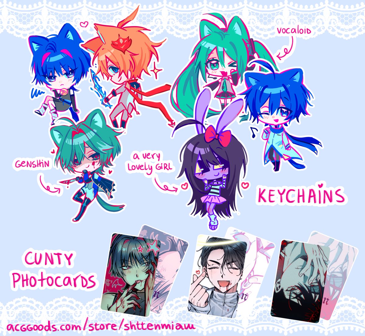 __ixyo's tweet photo. I opened an online shop on ACGgoods!! 🥳🎉<3 
Theres only a few things for the time being, but i plan to add a lot more!!
https://t.co/UPNaji70xi https://t.co/qfIYy1bUjv
