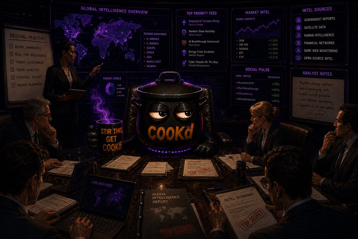 COOKd_POT's tweet photo. Attention all #CryptoDads that’s “in it for the tech”😁.. 

It’s official, SOMEONE has a brain now‼️ ….Now that the first intelligence briefing in the books and on his desk, I wonder what OG COOKd has on this week’s menu⁉️

#COOKdShenanigans
#BWA (Bots With Attitude) …. and intelligence.