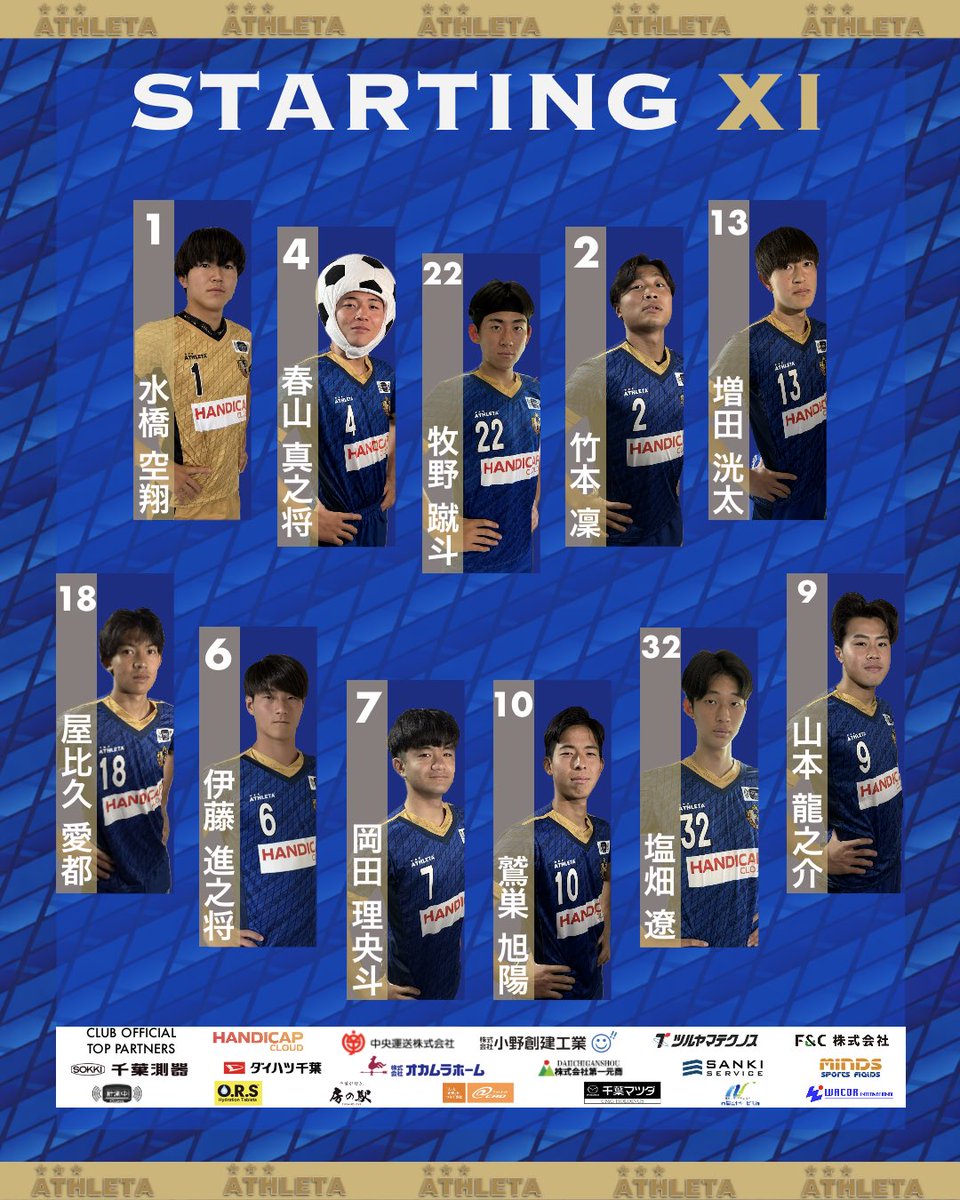 R260349766's tweet photo. 【LINE UP】

今日はこのメンバーで東京理科大学と戦います！

#国際武道大学 #国際武道大学サッカー部 https://t.co/jOkdCT9yjx